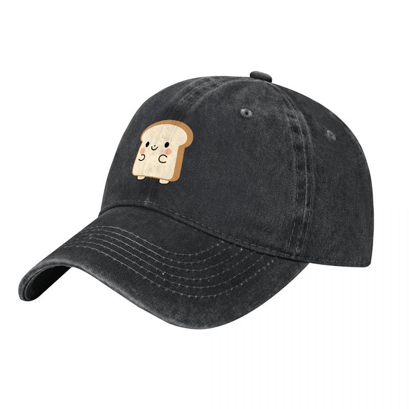 Cute Toast Washed Canvas Baseball Cap Unisex Vintage Soft Casual Hat