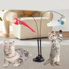 Cats Play Teaser Toy Station With Double Rod Feathered Swirls Colorful Birds Accessories And Suction Cup Mechanism Set
