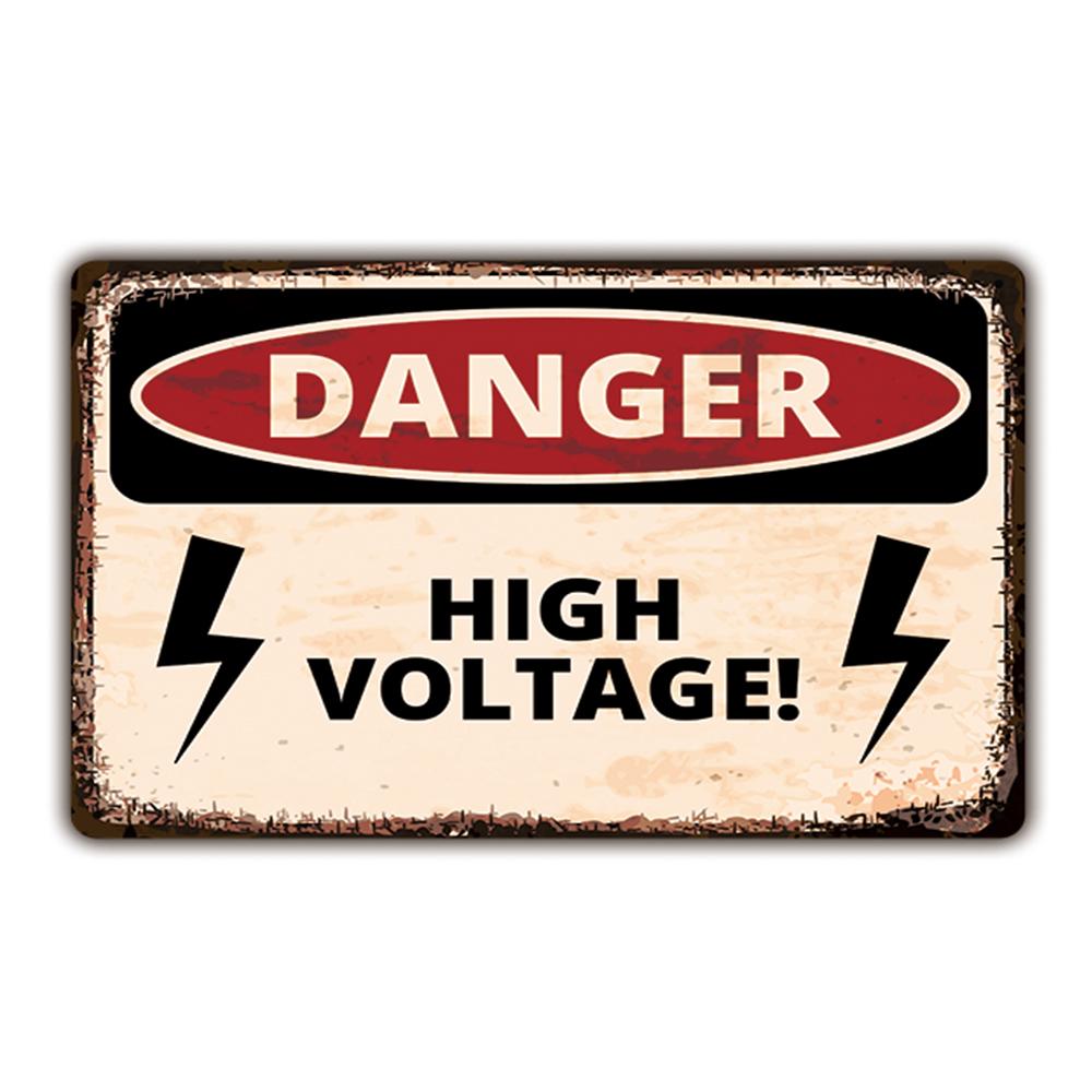 IBOOWU Danger DUST HAZARD Vintage Poster Retro Metal Tin Signs Wall Decor HIGH VOLTAGE Beware Warning Plaques