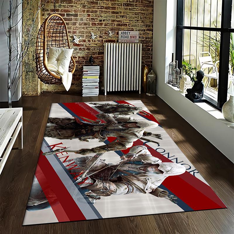 Assassin's Creed Inspired Rug with Dynamic Characters Suitable for Use As an Anti-slip Game Mat for Living Room and Bedroom Sofas