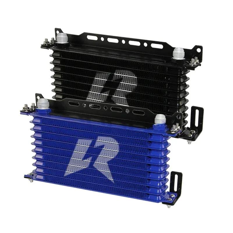 AN10 10-reihiger Aluminium-Ölkühler mit 262mm Montagehalterungs-Kit Trust Typ 7/8"-14 UNF Zubehör für Fahrzeuge Schwarz/Blau