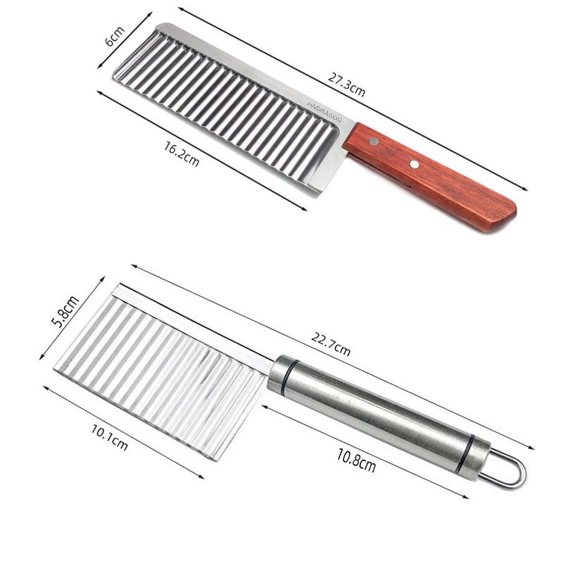 Stainless Steel Crinkle Cut Potato Slicer Wavy Blade Cutter Potato Chopper For Vegetable Chip Making Kitchen Cooking Tool