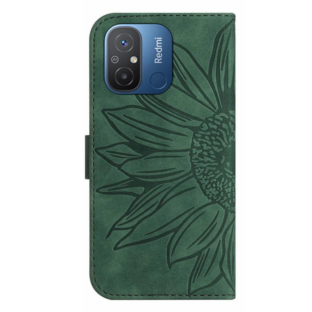 Protective Phone Case For Xiaomi Redmi 11A 4G/12C 4G HT04 Sunflower Imprinted Leather Stand Wallet Shockproof Phone Cover