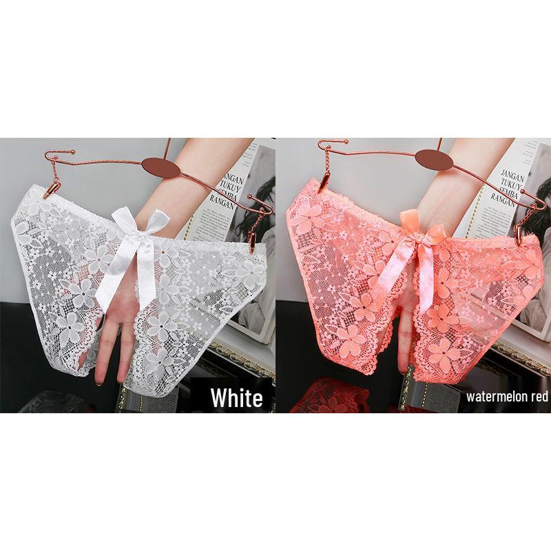 Lace Seamless Open Crotch Panties with Bow - Women's Sexy, Breathable, and Charming Design