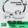 HTD3M 20T 40Teeth Timing Pulley Belt Set Belt Width 10mm Bore 4~20mm Reduction 2:1 Deceleration 3M Pulley Kit Synchronous Wheel