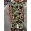 2 Stück Trendige Dollar-Noten Muster Outfits für Herren, Lässiges Rundhals Kurzarm T-Shirt und Shorts Set für den Sommer, Herrenbekleidung Urlaub Training