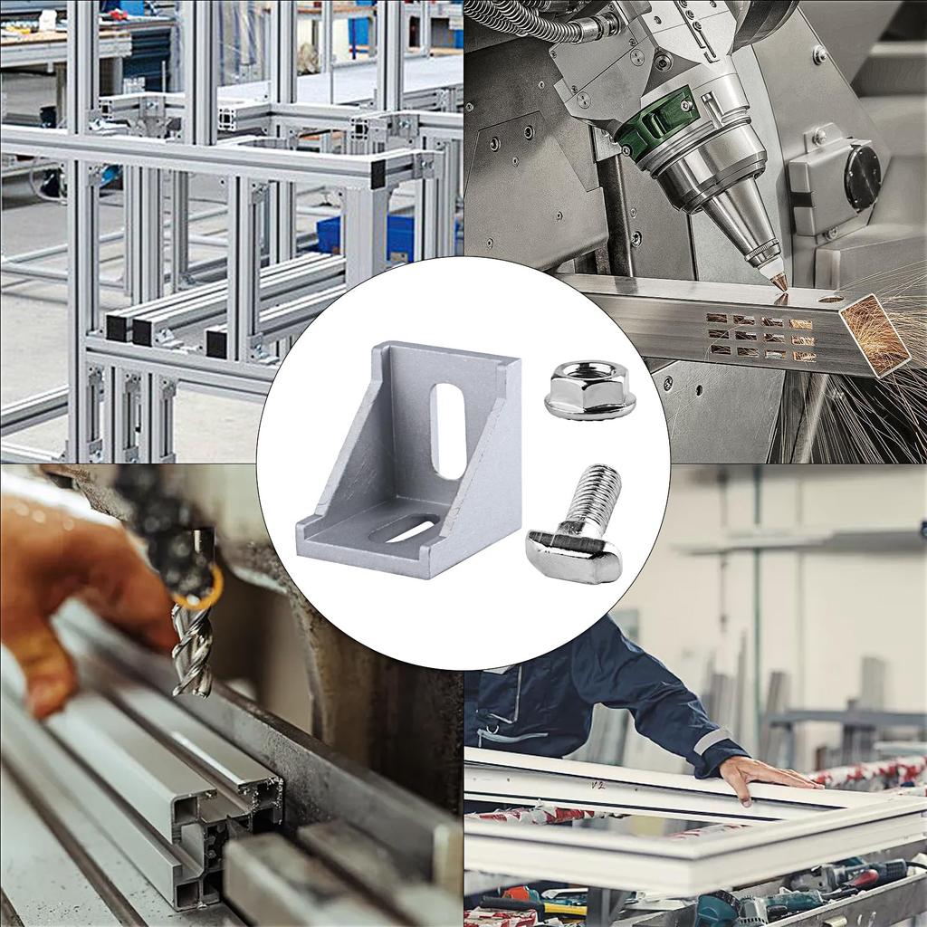 10pk 40x40mm Aluminium Angle Connectors - 90° Mounting for Profiles