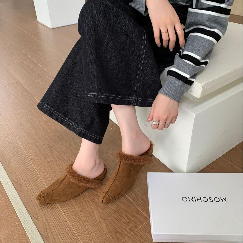 2025 Retro Velvet Warm Single Shoes Women's Autumn and Winter New Fashion Korean Version Black Versatile and Thin Fluffy Shoes Cotton