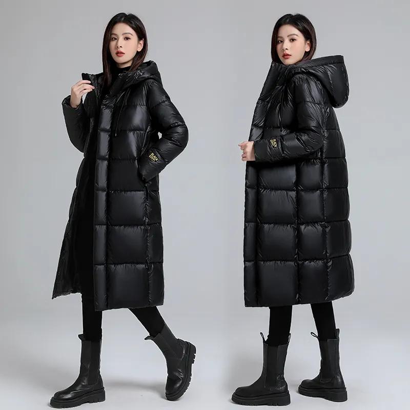 Women's Mid-length Hooded Casual Winter Jacket, Plain Color, Simple Commuter Jacket