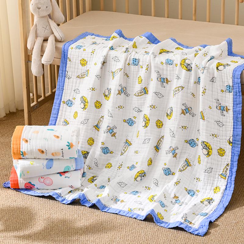 110x110cm High Density Pure Cotton Six-Layer Gauze Baby Bath Towel and Toddler Blanket