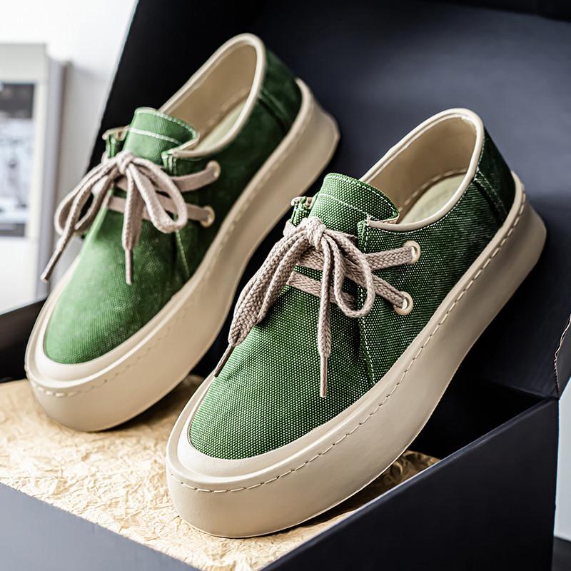 Mode Mode Neue Herren Schnür-Canvas Atmungsaktive Dicksohlen Schuhe Lässige Walking Sneaker Schuhe Flats Zapatos Hombre