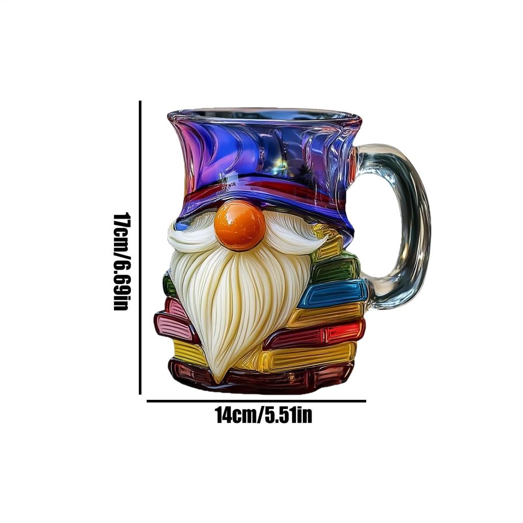 Coffee Cup 3D Gnome Book Hand-painted Ceramic Drinking Mug Fun Tea Cup for Family Friends Beverages Birthdays Home Indoor Travel