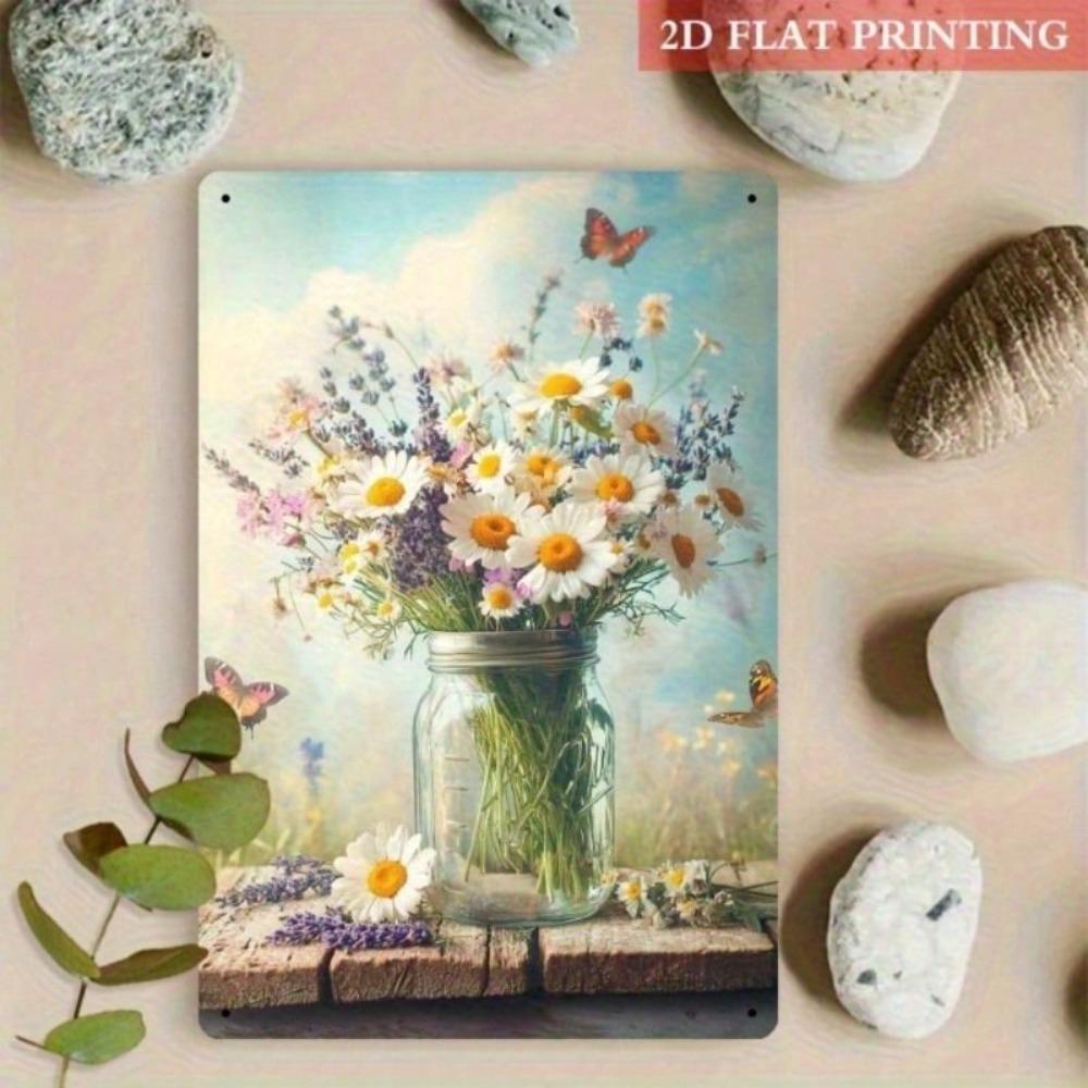 Metal Wall Art Farmhouse Style Wild Flowers Poster for Kitchen