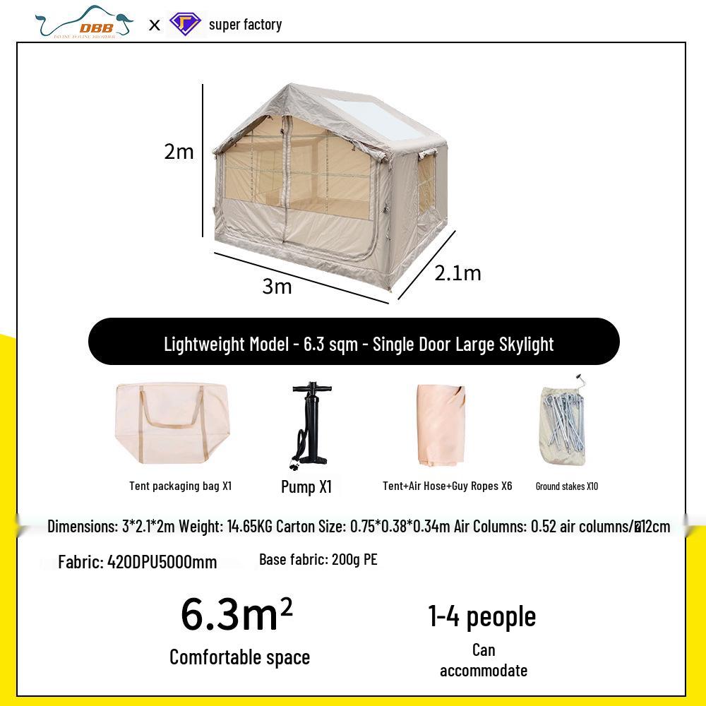 Portable Outdoor Inflatable Camping Tent with Full Set, Rainproof & Sun-Protected, Thickened Oxford Cloth