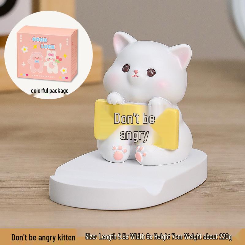 Adorable Kitten Phone Stand: Cute, Relaxing Office Gift for Girls