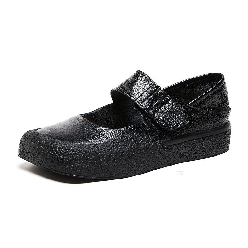 Women Vintage Mary Jane Ballet Flats Soft Leather Square Toe Loafers Strappy Moccasins