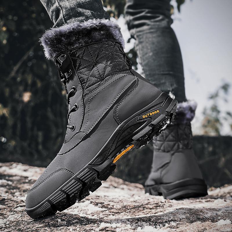 New Men's Snow Boots, Winter Cotton-lined Men's Boots, Casual Men's Shoes,Waterproof Ankle Boots,Outdoor Hiking Shoes,Snow Boots