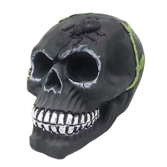 Day of The Dead Skull Statue Tabletop Floral Skull Figurine Halloween Human Skull Model for Home Decoration