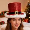 Christmas Party Top Hat Comfortable Festive Cosplay Red Green Top Hat with White Brim for Adults Men Women Stage Performance