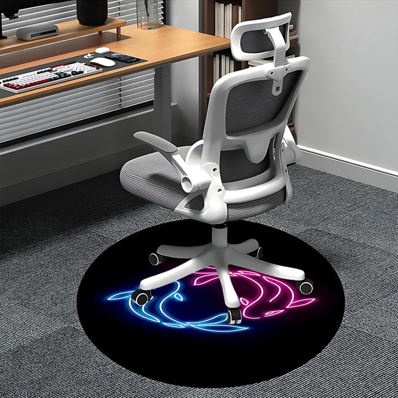 

Neon Light Office Carpet Chair Mats for Office Desk, Home Decor, Living Room, Bedroom, Gift Idea, Neon Dolphin Design1118101a 80cm by 80cm