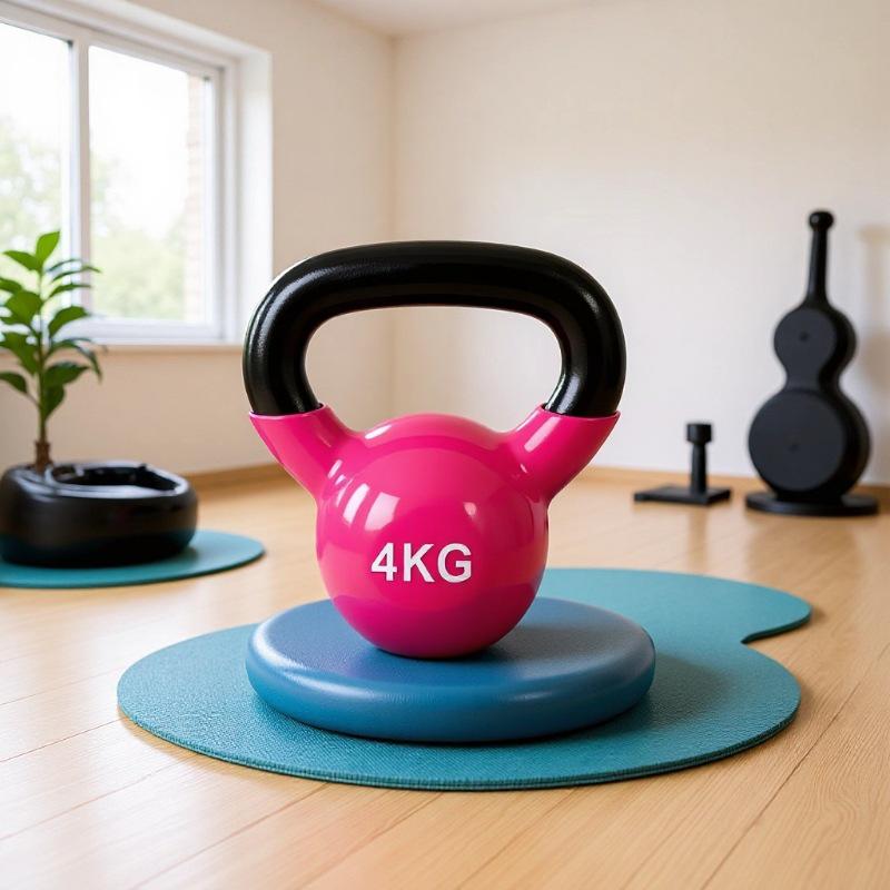 4kg Plastic & Rubber Coated Kettlebell Dumbbell for Men & Women - Body Sculpting, Weight Loss & Gym Muscle Training Equipment