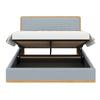 140x200 Upholstered Platform Bed with Hydraulic Storage Space under the Bed, Grey + Natural Wood Tones