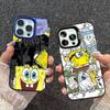 Cartoon Niedlich S-SpongeBob Anime Handyhülle Für IPhone 17 16 15 14 11 12 13 Pro Max Pro Plus Farbige Silberne Hülle
