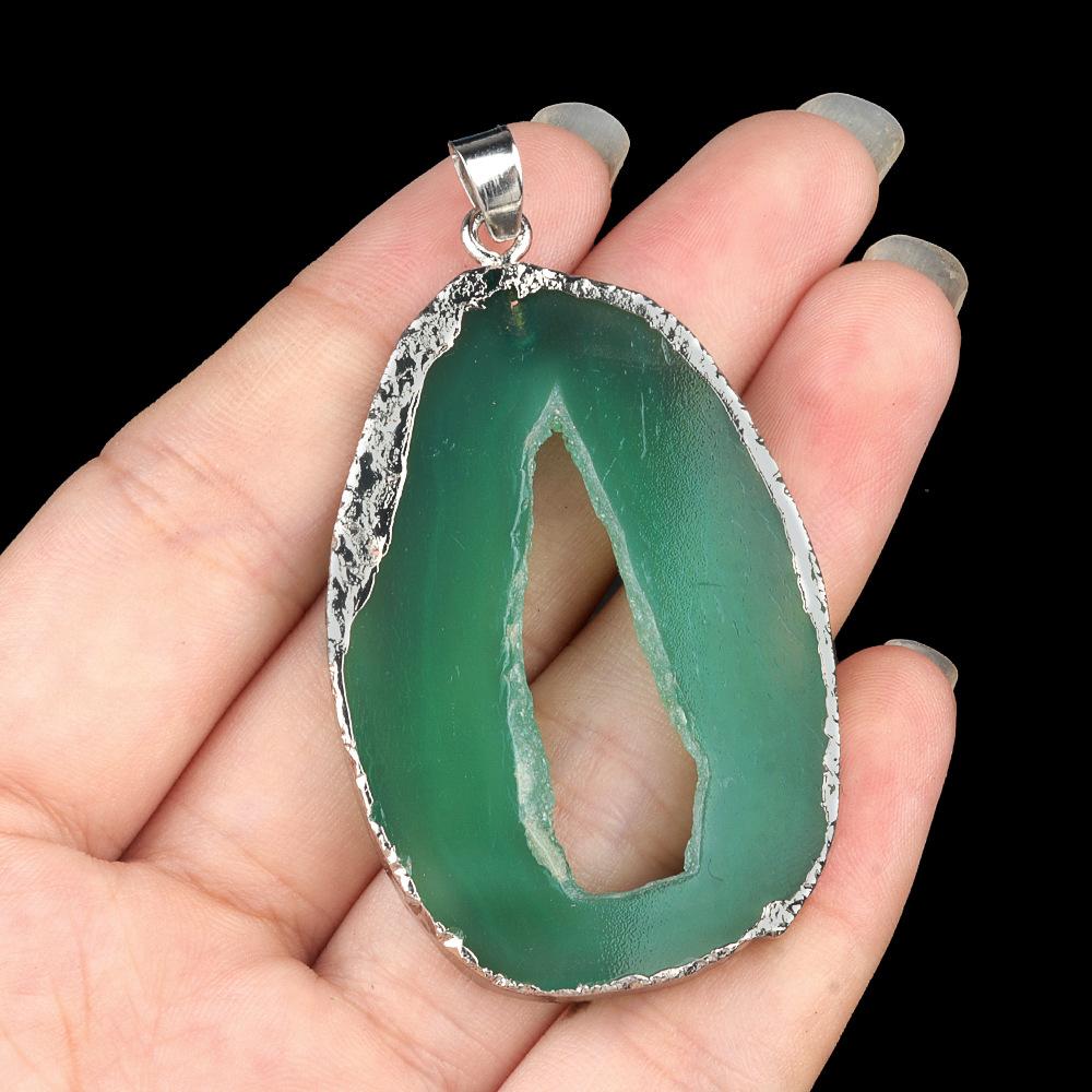 Natural Stones Agate Crystal Pendant Gold Plated Gemstone Druzy Necklace Pendants for Women Fashion Jewelry