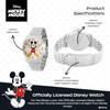 Disney Mickey Mouse Jointed Hand Watch Mens - Stylish Classic Timepiece White Dial Silver Case Stainless Steel Strap