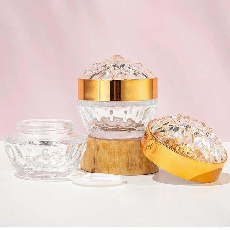 1pcs 50g Jar Lid Container Bottle Cosmetic Travel Luxury Diamond Glass Face Cream With Acrylic for Lotion Jars