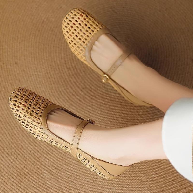 Sheepskin version~ Flat sole shoes women's new Mary Jane shoes with skirt soft sole hollow hole shoes