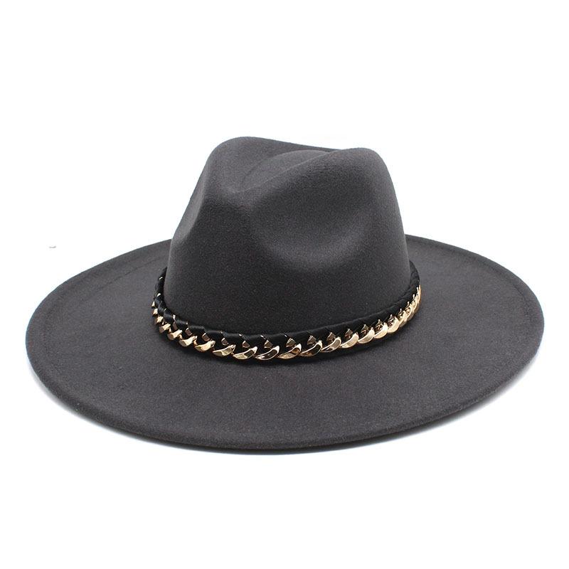 2022 Men'S And Women'S Chain Top Hat Flat Edge Straight Edge Peachheart Top Woolen Jazz Hat