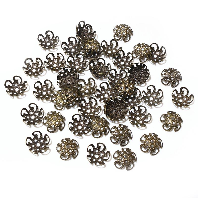 

200pcs Gold Colors Metal Flower Spacer Beads Caps 8/9mm For Diy Beaded Bracelets Necklace Jewelry Making Accessories Findings 8mm бронзовый