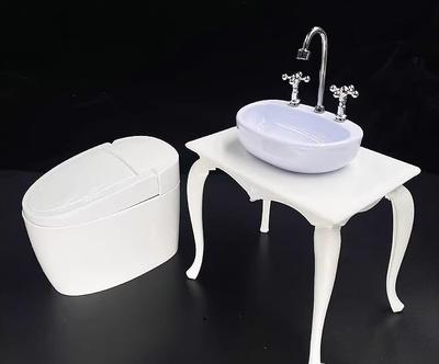 [TOYBARJAPAN] 1/6 Scale Action Figure Toilet Set (WJST1942) with Toilet Seat and Luxury Wash Basin (Doll Not Included)