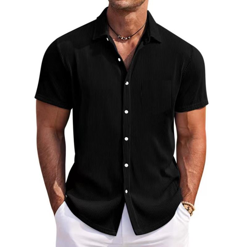 

Мужские рубашки с узором в сплошную полоску, роскошная элегантная повседневная гавайская рубашка для мужчин, модная свободная удобная одежда с коротким рукавом 4XL чёрный