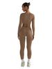 Women's Summer 2026 European & American Square Neck Two-Piece Set - Slim Fit, Long Sleeve, Solid Color Suit