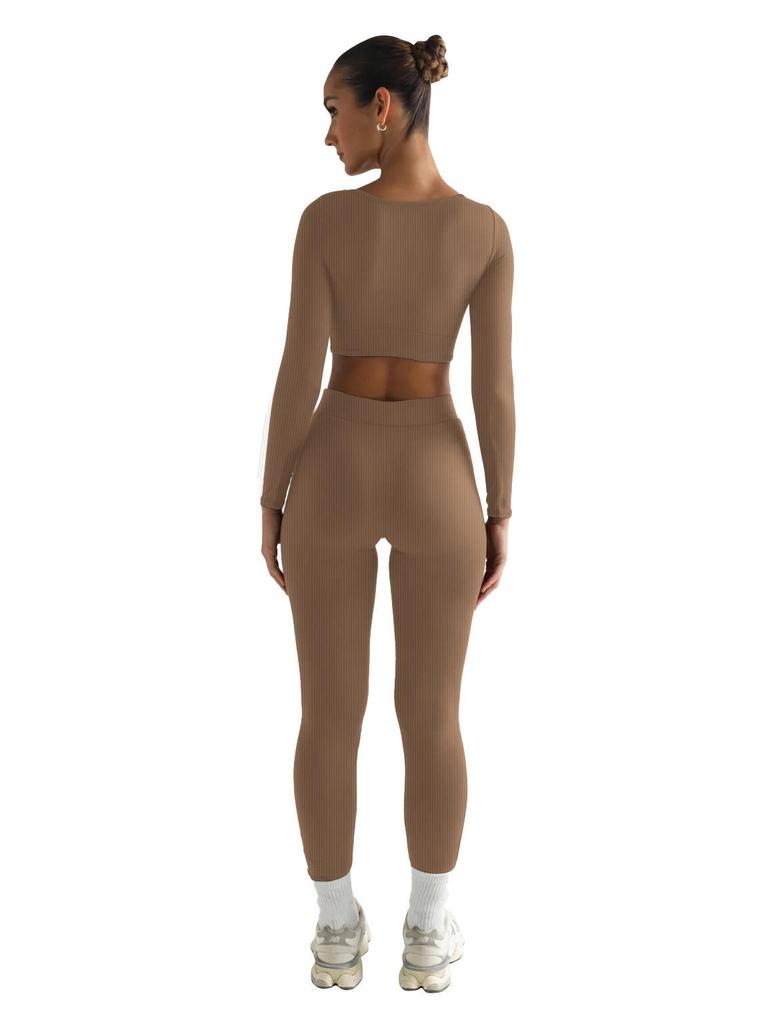 Women's Summer 2026 European & American Square Neck Two-Piece Set - Slim Fit, Long Sleeve, Solid Color Suit