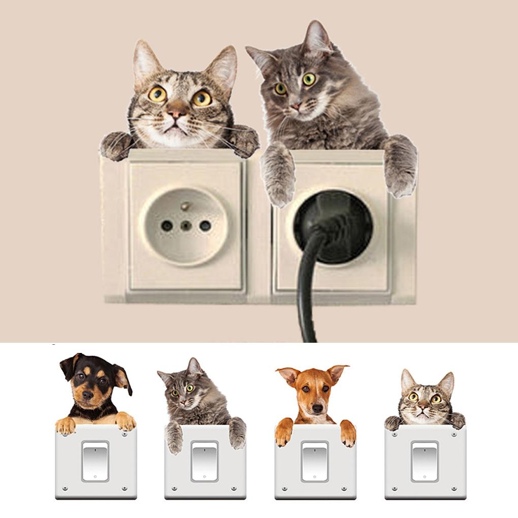 Home Office Hotel Removable Animal Switch Sticker Living Room Kitchen Bathroom Wall Decal Self-adhesive Decoration