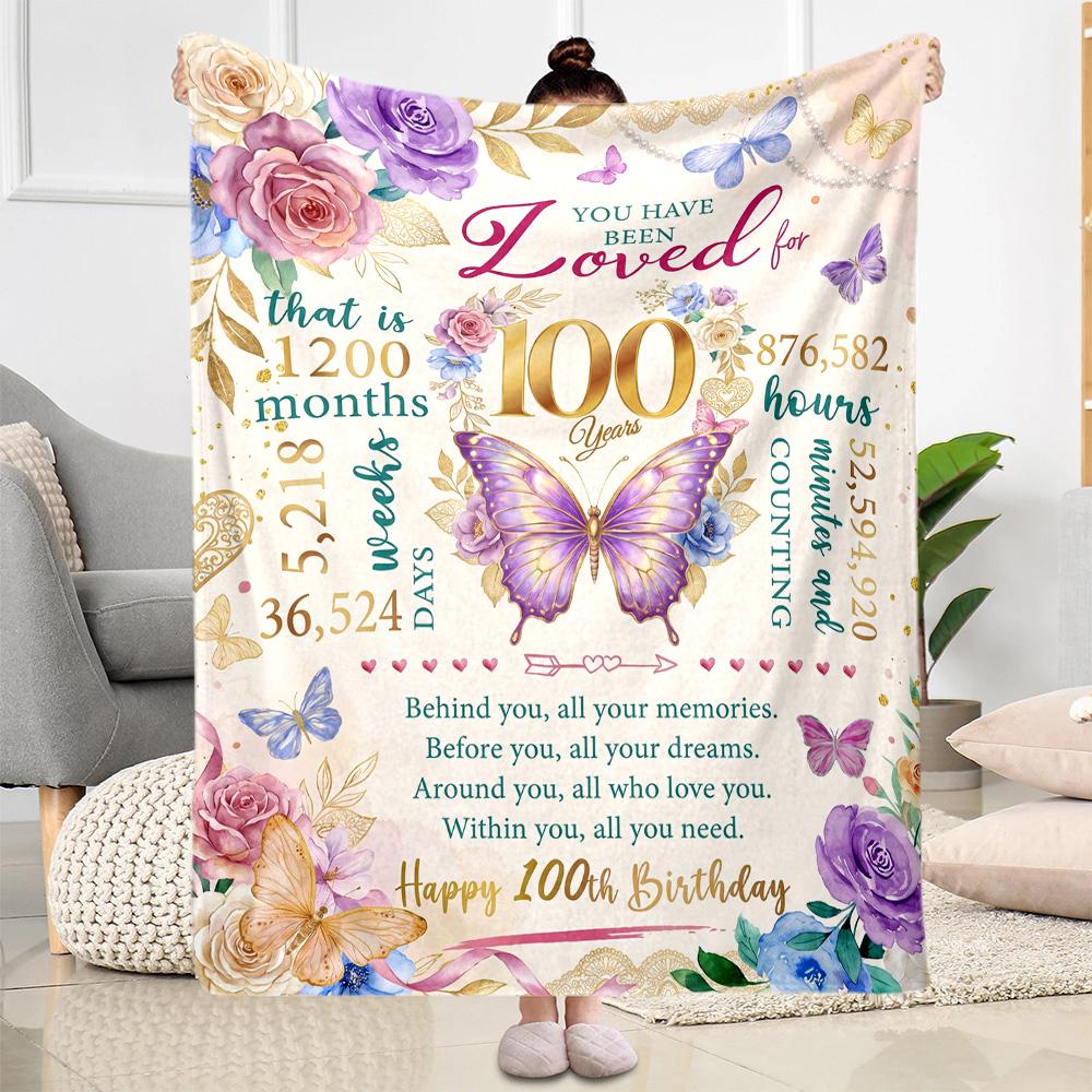 Vintage 1926 Anniversary Greetings Flannel Blanket-Soft and Suitable for Sofas,Beds,Offices,Travel,All Seasons,Great Gift for Holidays and Birthdays.