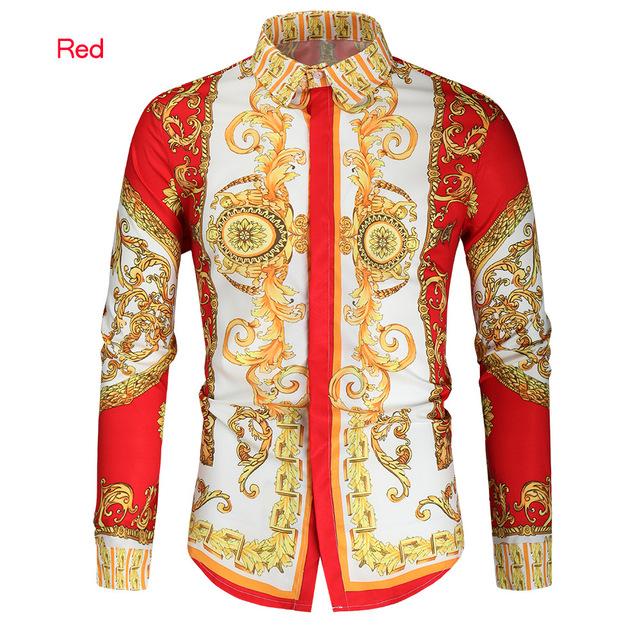 Luxusní královská košile Pánské ležérní Slim Fit s dlouhým rukávem Pánská košile s paisley potiskem Plesová párty košile