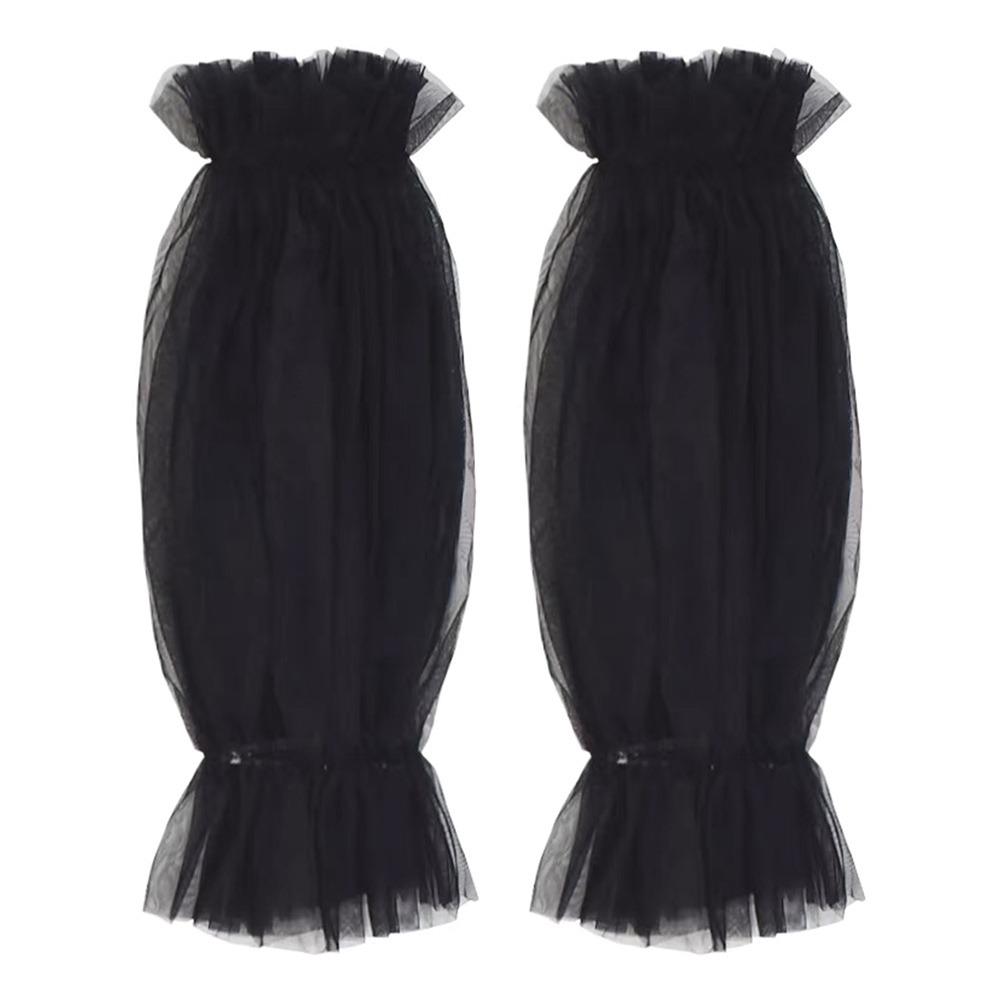 Эластичные манжеты Свадебные нарукавники Дышащие Плиссированные Фонарик Длинные рукава Свадебная вечеринка чёрный
