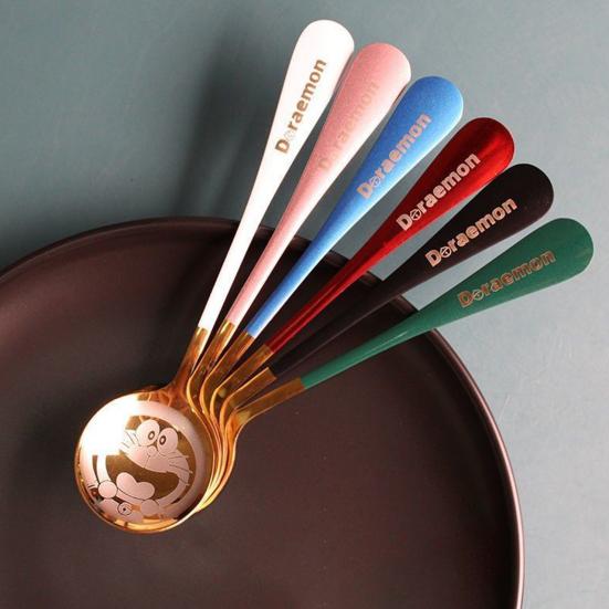 Soup Spoon Thickened Long Handle Stainless Steel Doraemon Lovely Coffee Spoon Restaurant Flatware
