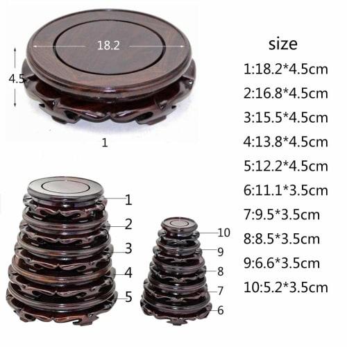 Round Wooden Flower Stand, Natural Ebony-Look Black Catalpa Wood, for Lotus Flowers, Buddha Statues, Display Shelves, Collectibles, and Bonsai (Size 3