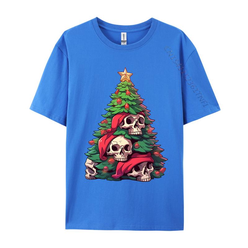 Matching Family Christmas Tree Skeleton Skulls Santa Hat TShirts Cotton Unisex TShirts Printed Autumn TShirt