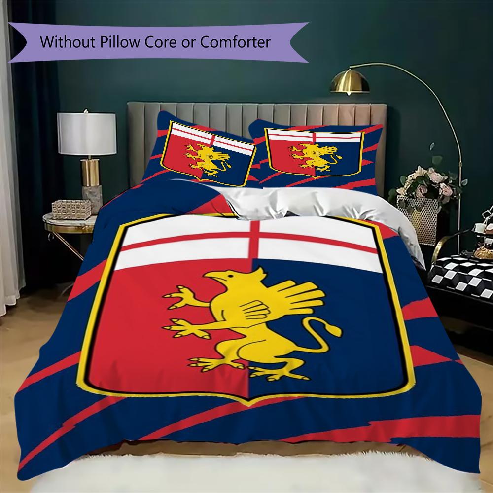 Genoa CFC Pattern Bedding,Quilt Set Quilt Cover Pillowcase Home Birthday Gift(1 * Duvet Cover + 2 * Pillowcase, Without Core)_lx