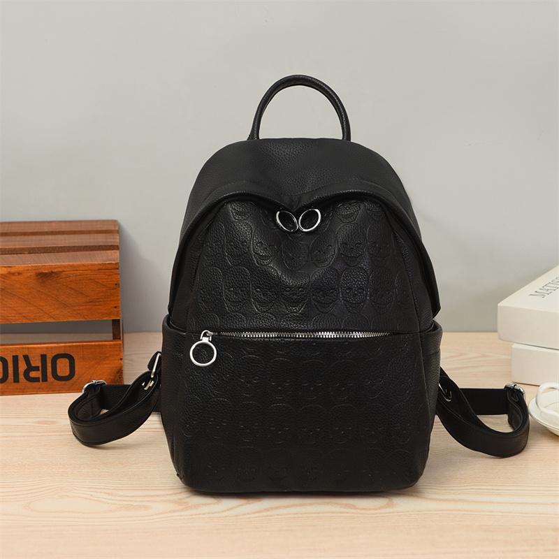 Women's Backpack Woven Pattern Backpack Large Capacity PU Schoolbag