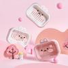 1PC Portable Cartoon Soap Box with Lid - Transparent Cartoon Rabbit Design, Double Drain Soap Holder