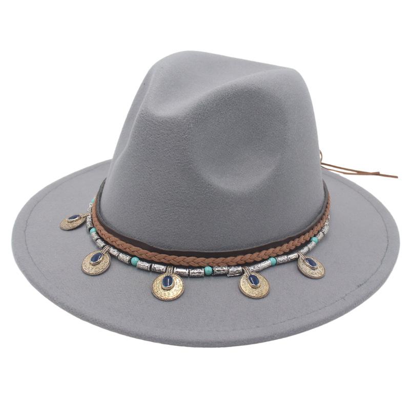 

Осінь та Зима Новий Потік Бісер Імітація Дорогоцінних Каменів Тибетський Етнічний Стиль Циліндр Джазовий Танець Чоловічий та Жіночий Великий L（58-60cm） світло-сірого кольору