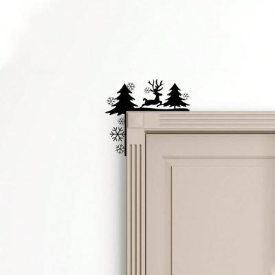 Weihnachts-Metall-Wandaufkleber Kreative Silhouette Dekor Türrahmen Eckverzierung Eisenkunst Für Zuhause Wohnzimmer Kinder Klassenzimmer Feiertagsgeschenk