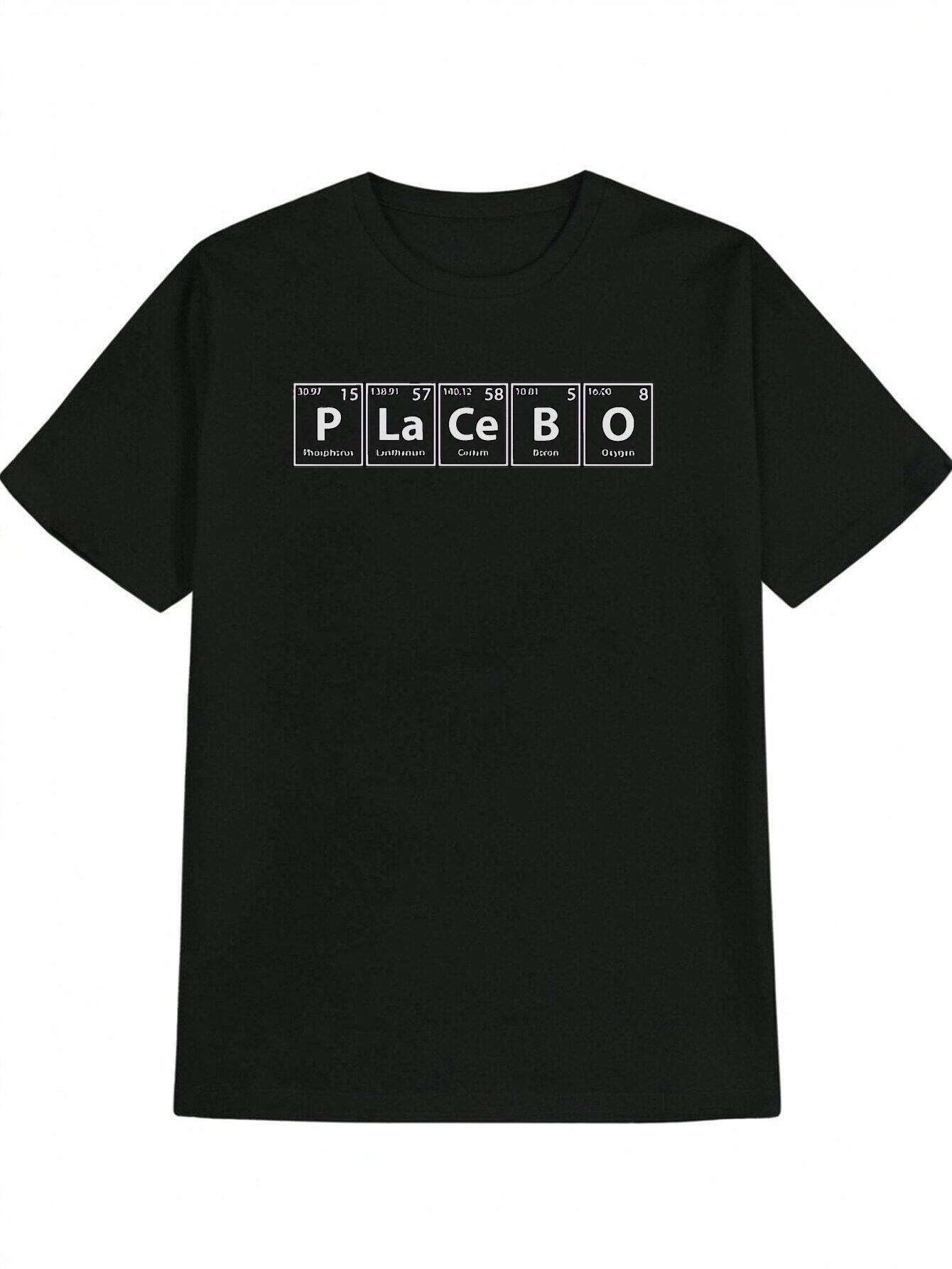 

Casual Short Sleeve T-shirt with Periodic Table Graphic Print - 100% Polyester S